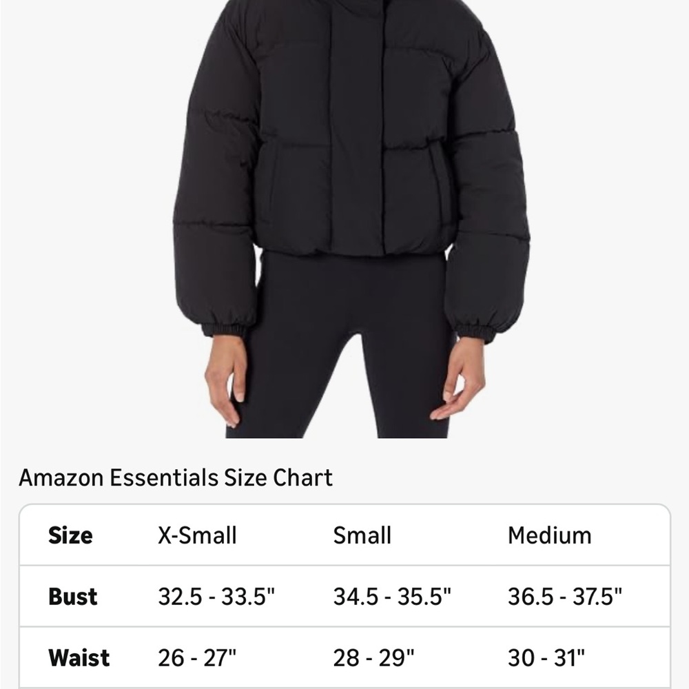 Amazon Essentials Black Puffer Jacket S - image 3